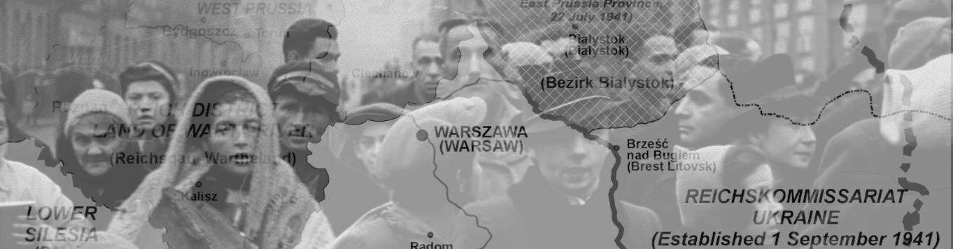 People of the Warsaw Ghetto merged with a map of the Nazi occupation of Poland